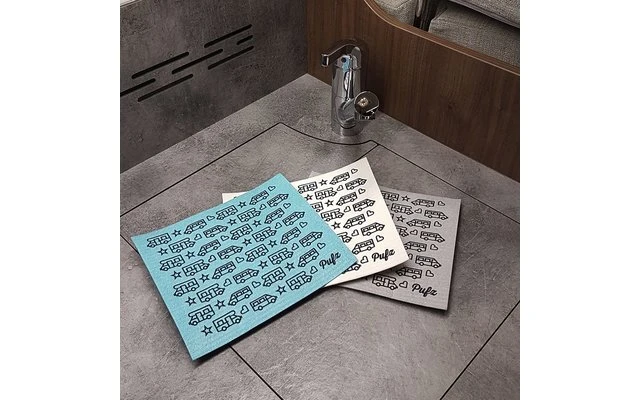 Pufz Schwedisches Geschirrtuch Wohnwagen Muster Grau 8 Pufz Schwedisches Geschirrtuch Wohnwagen Muster Grau – Bild 6